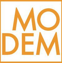 mouvement démocrate logo blanc